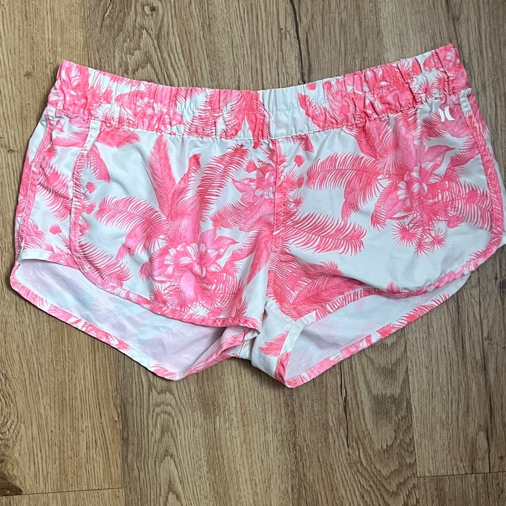 Hurley Boardshorts Supersuede Beachrider Volleyball Shorts pink white Palm trees